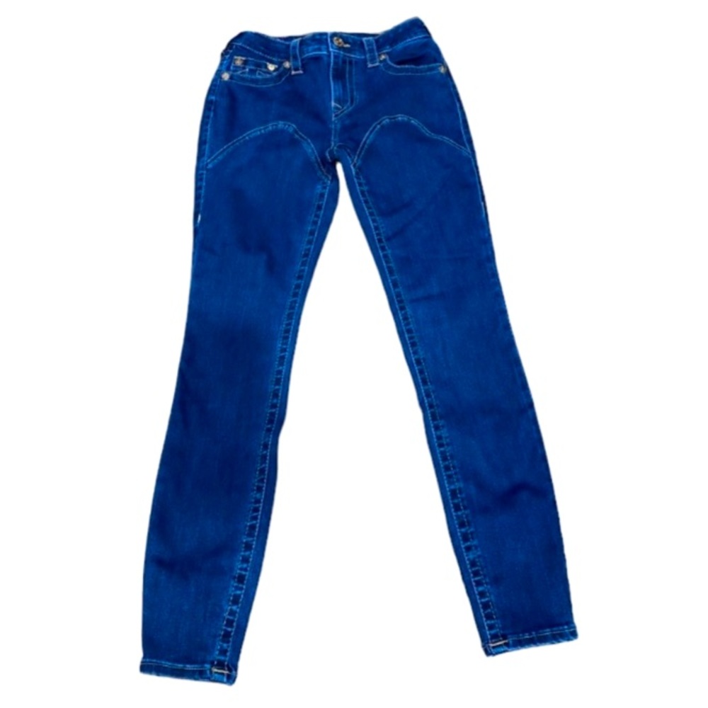 Women’s True Religion Dark Blue Wash Stretch Skinny Jeans. Size 27.